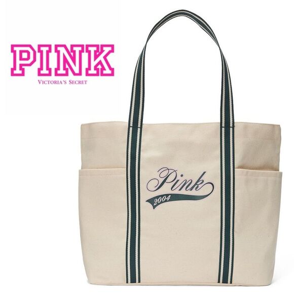 Victoria Secrets PINK Varsity Striped Canvas Tote/Travel/Overnight/Gym Bag - Picture 1 of 5